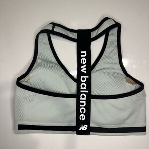 New Balance Impact Sports Bra Mint Light Support Spellout Athletic Med Racerback
